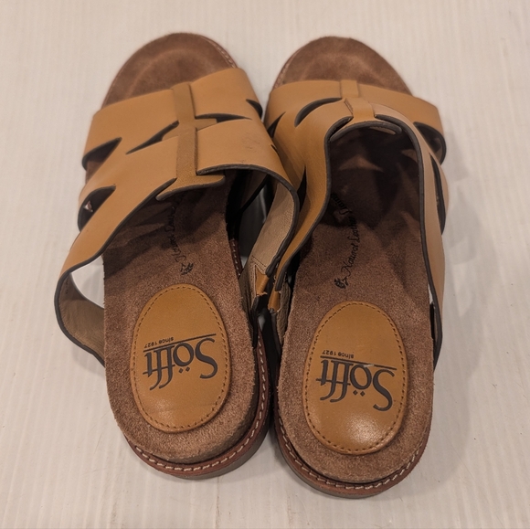 SOFFT Womens Cognac Tan Leather Slide Sandals Size 6.5 - Picture 5 of 9